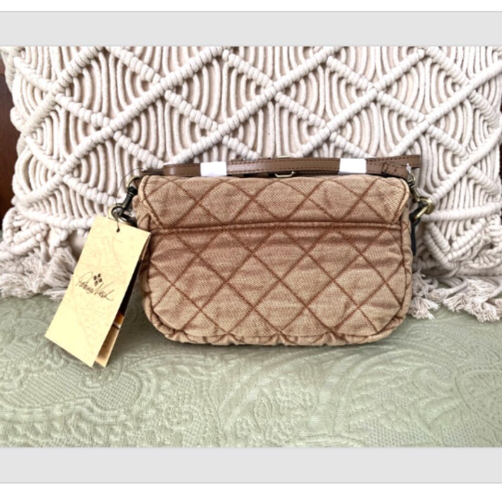 NWT PATRICIA NASH Bonny Quilted Stonewashed Denim Crossbody Bag Biscuit Beige - Picture 13 of 16
